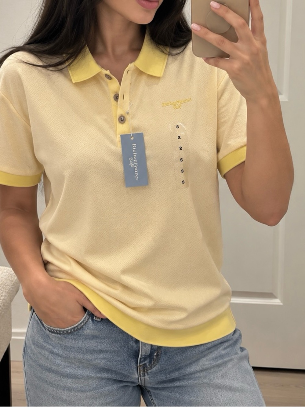 Richer Poorer Pale Yellow Polo with Lemon Contrast Trim